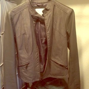 Faux Leather Bomber Jacket